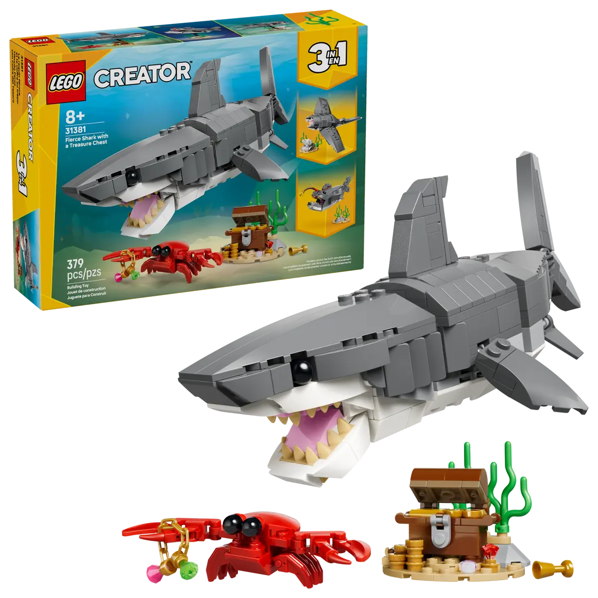 Wild shark with treasure chest - 31381