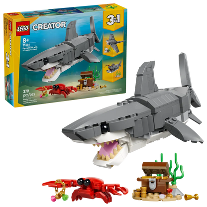 Wild shark with treasure chest - 31381