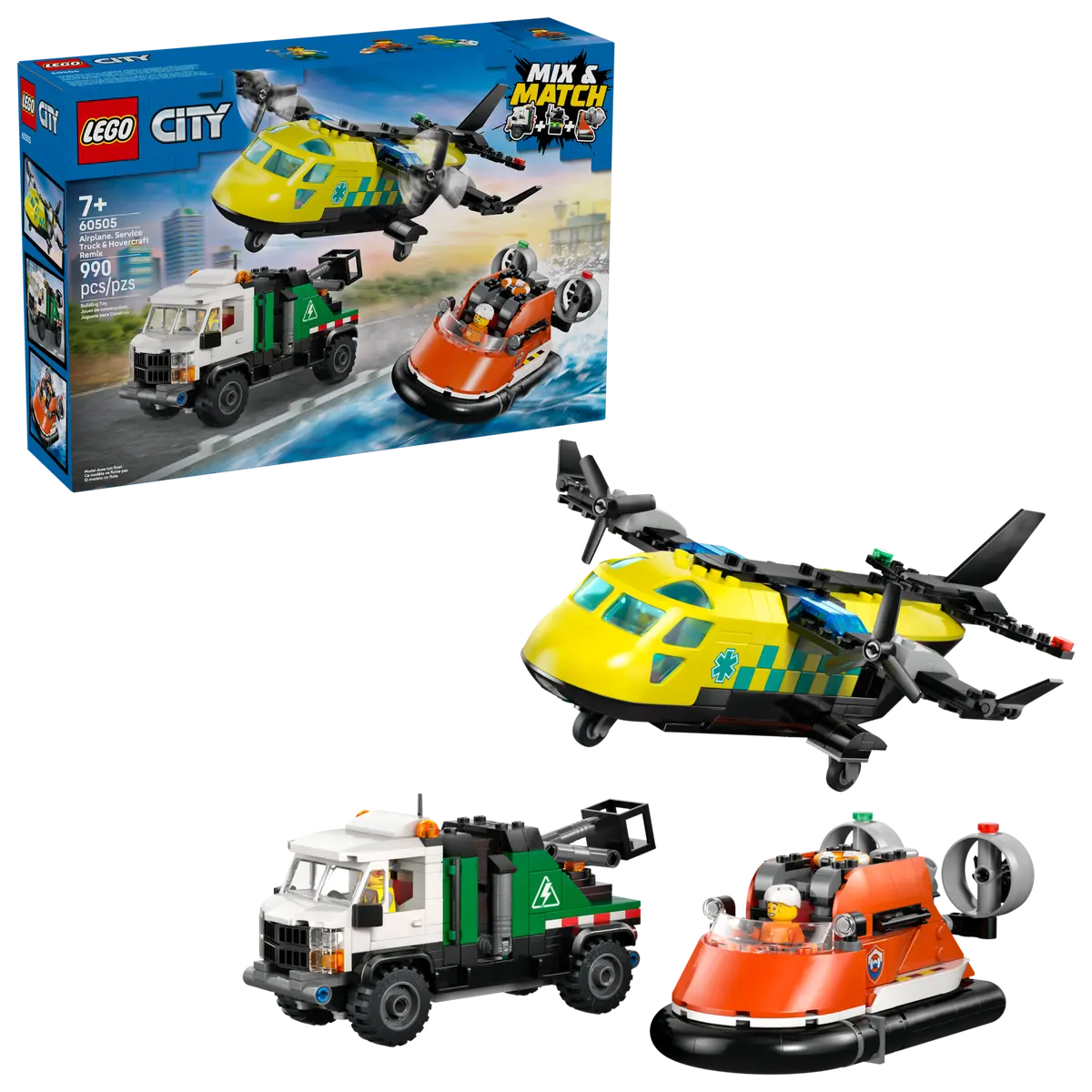 Vliegtuig, servicewagen en hovercraft remix - 60505